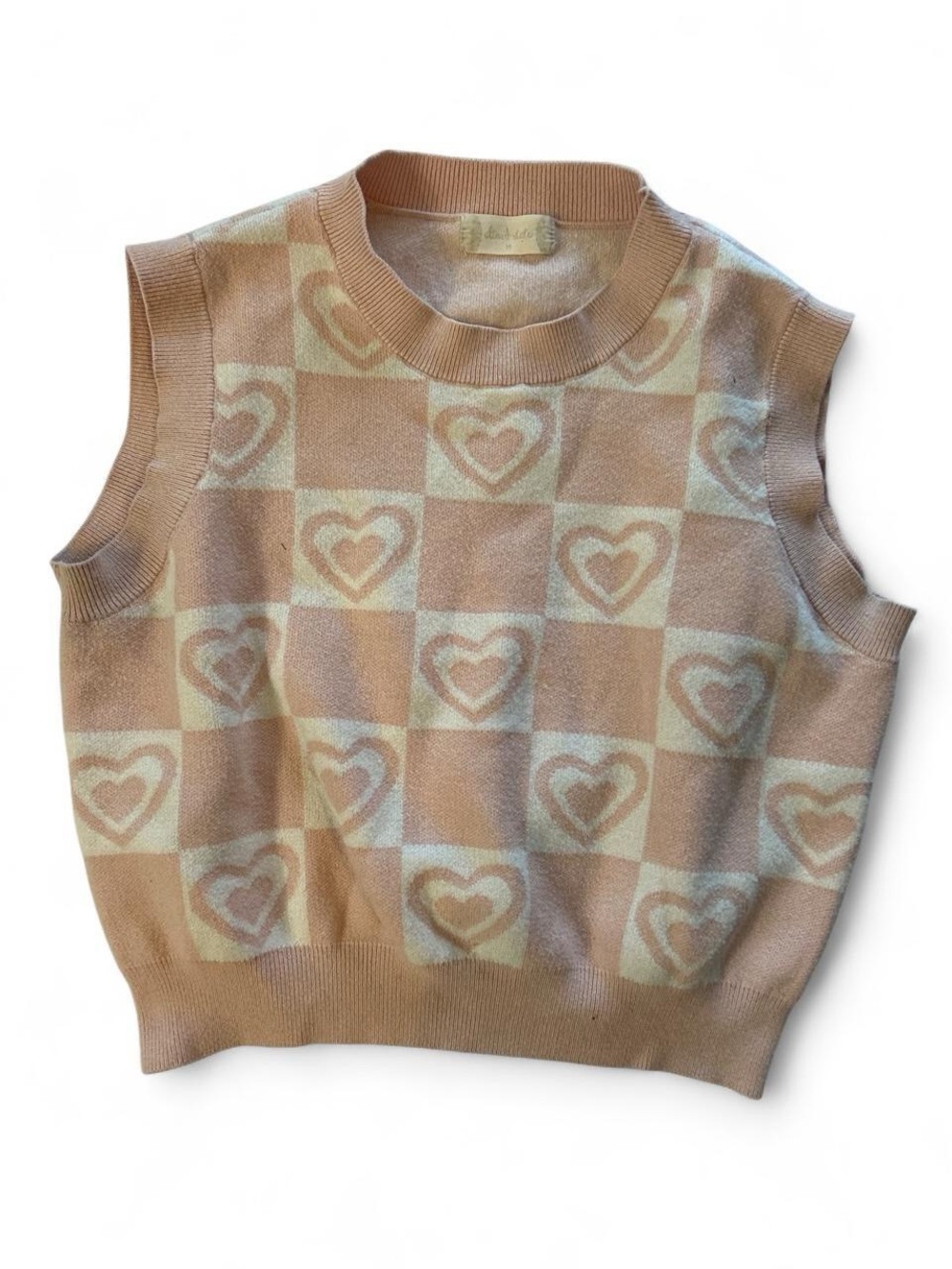 Cute Altar’d State Sleeveless Heart Checker Sweater Vest - Size M